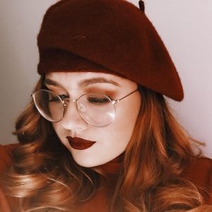 Burgundy beret hat